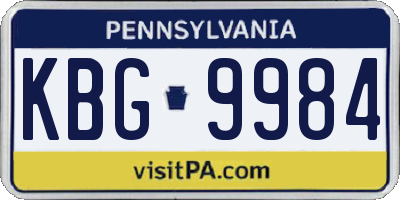 PA license plate KBG9984