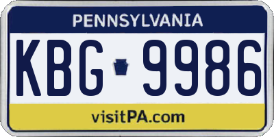 PA license plate KBG9986
