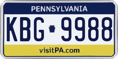 PA license plate KBG9988