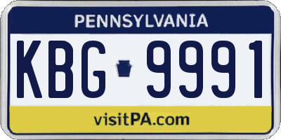 PA license plate KBG9991