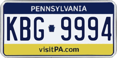 PA license plate KBG9994