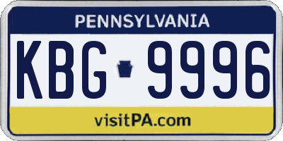 PA license plate KBG9996