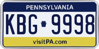 PA license plate KBG9998