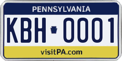 PA license plate KBH0001