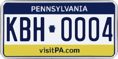 PA license plate KBH0004