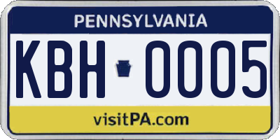 PA license plate KBH0005
