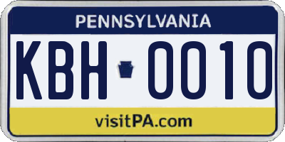 PA license plate KBH0010