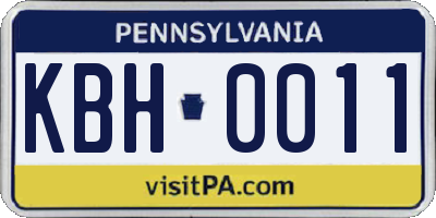 PA license plate KBH0011