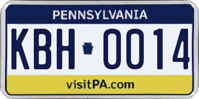 PA license plate KBH0014