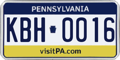 PA license plate KBH0016