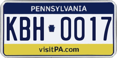 PA license plate KBH0017