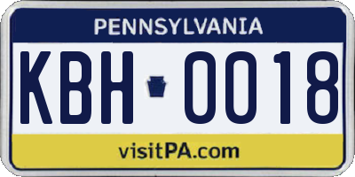PA license plate KBH0018