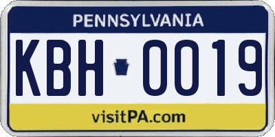 PA license plate KBH0019