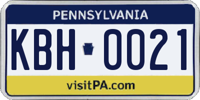 PA license plate KBH0021