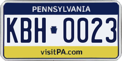 PA license plate KBH0023