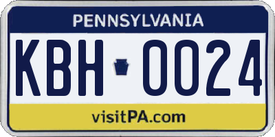 PA license plate KBH0024
