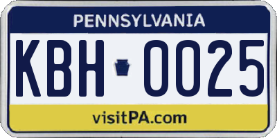 PA license plate KBH0025