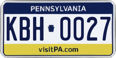 PA license plate KBH0027