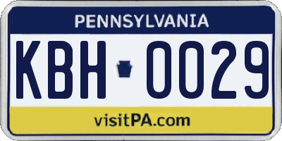 PA license plate KBH0029
