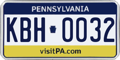 PA license plate KBH0032