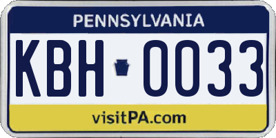 PA license plate KBH0033