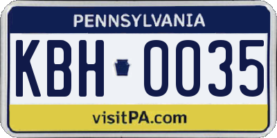 PA license plate KBH0035