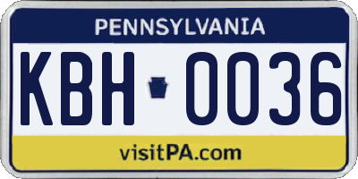 PA license plate KBH0036