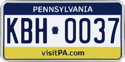 PA license plate KBH0037