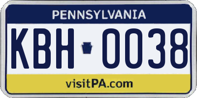 PA license plate KBH0038