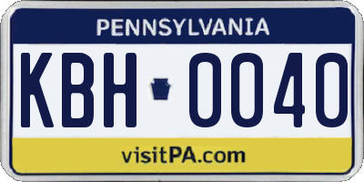 PA license plate KBH0040