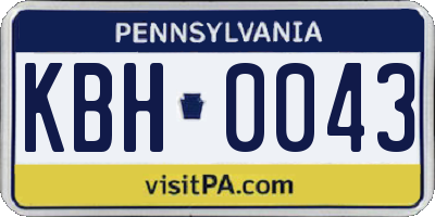 PA license plate KBH0043