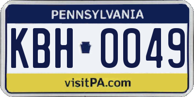 PA license plate KBH0049