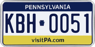 PA license plate KBH0051