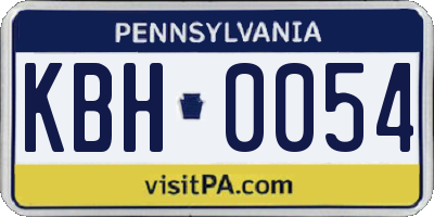 PA license plate KBH0054