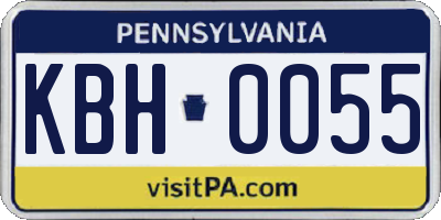 PA license plate KBH0055