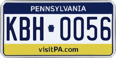 PA license plate KBH0056