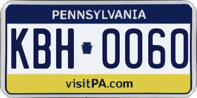 PA license plate KBH0060
