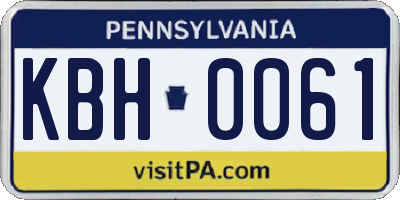 PA license plate KBH0061