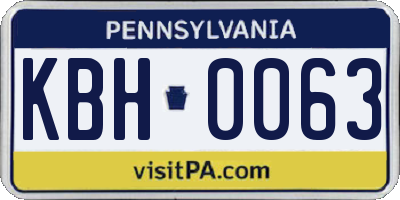 PA license plate KBH0063