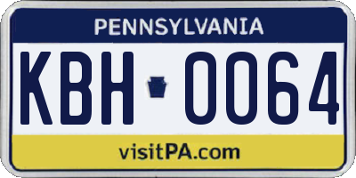 PA license plate KBH0064