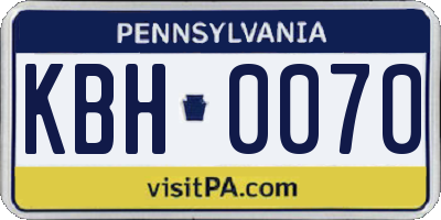 PA license plate KBH0070