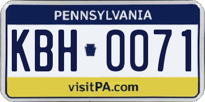 PA license plate KBH0071