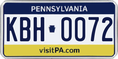 PA license plate KBH0072