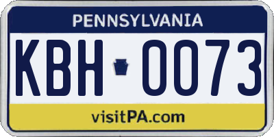 PA license plate KBH0073