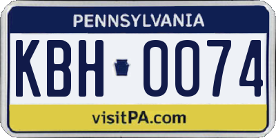 PA license plate KBH0074