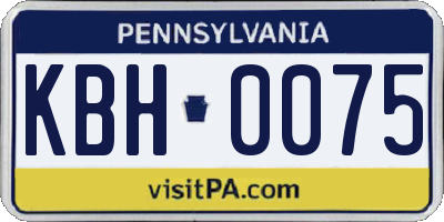 PA license plate KBH0075