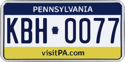 PA license plate KBH0077