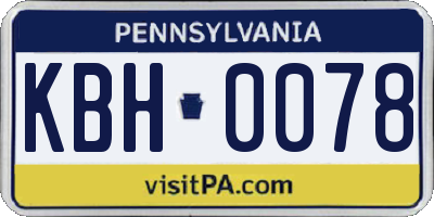PA license plate KBH0078