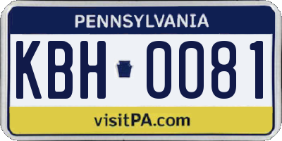 PA license plate KBH0081