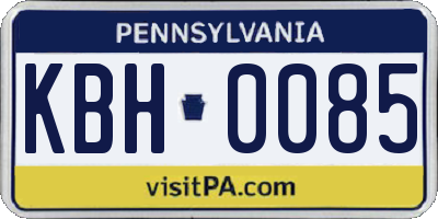 PA license plate KBH0085